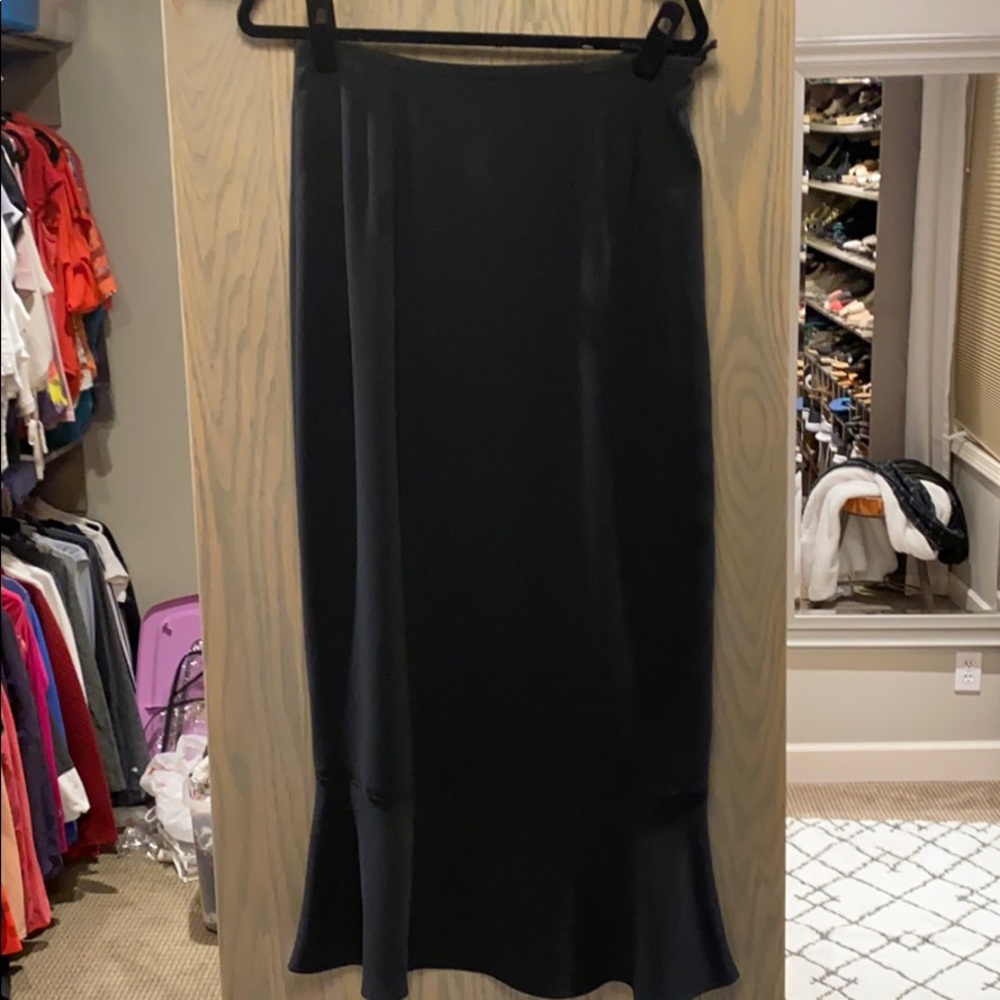 Doncaster long black dress with ruffled bottom